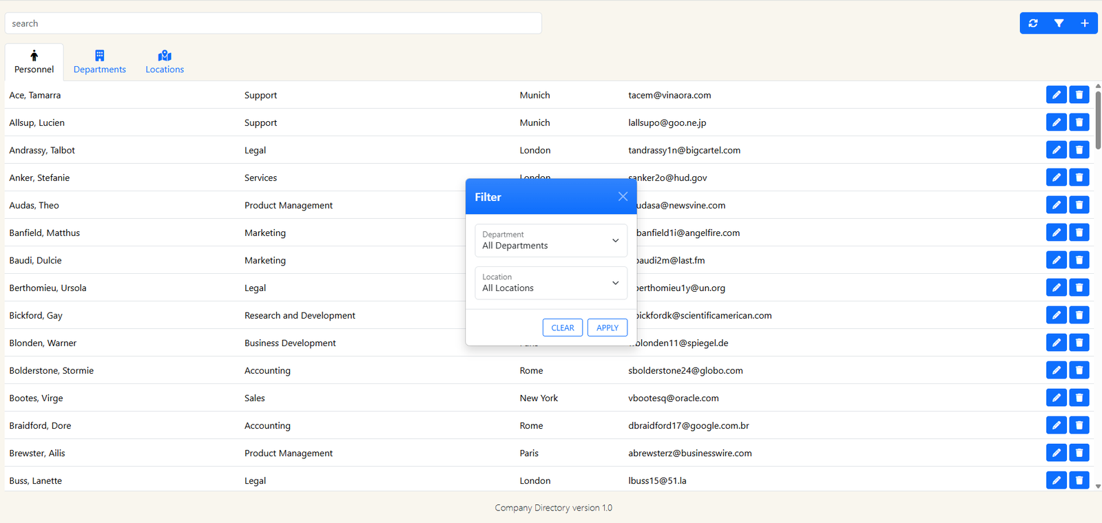 Company Directory desktop screenshot